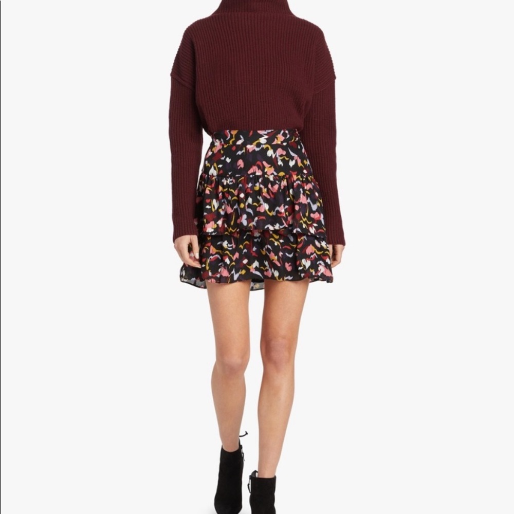 A.L.C. Baxter Printed Tiered Silk Skirt 6